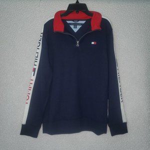 Tommy Hilfiger quarter zip pullover SZ LG (16/18) Color Blue 100% Cotton